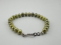 Lime Olive Freshwater Pearl Bracelets – 6mm Knotted, 8