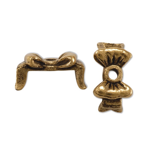 Bead Cap - Bow 11x6mm Pewter Antique Gold Plated (1-Pc)