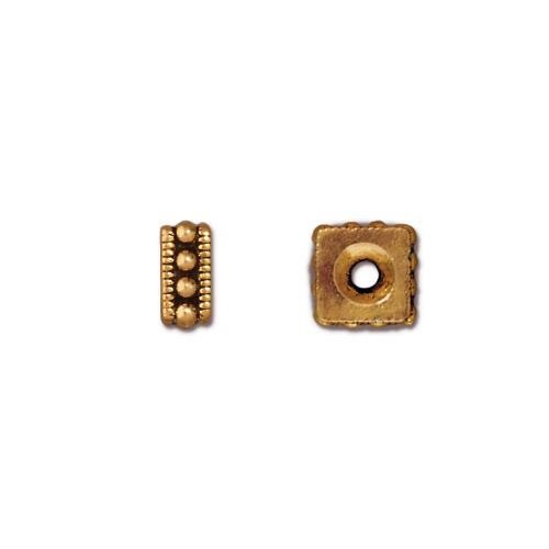 TierraCast Bead Rococo Square 6mmPewter Gold Plated (2-Pcs)