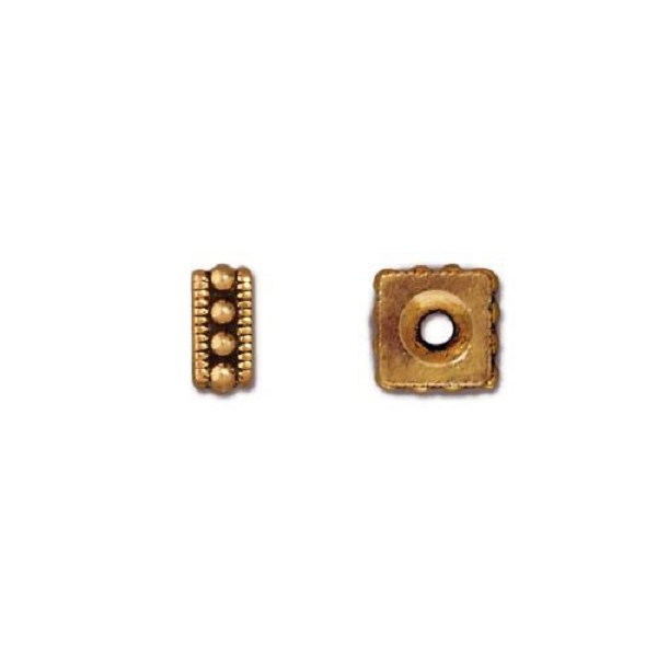 TierraCast Bead Rococo Square 6mmPewter Gold Plated (2-Pcs)