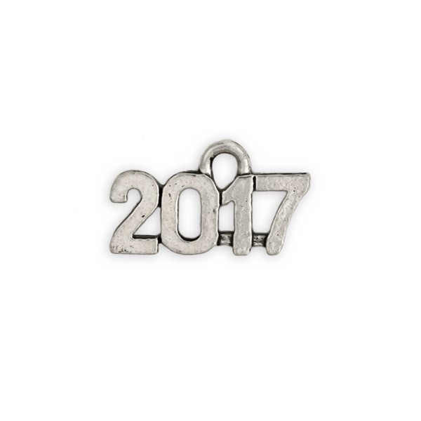 Antique Silver Plated 2017 Pewter Charm 15x9mm  (1-Pc)