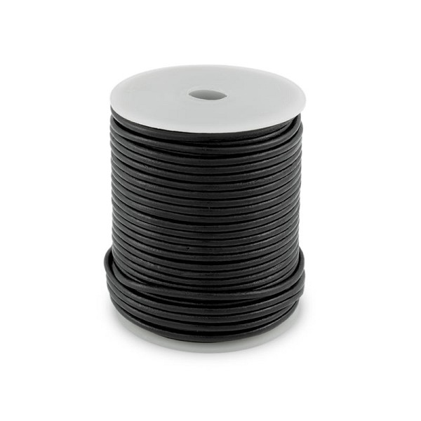 Leather Cord 2mm Shiny Black (25 Yards)