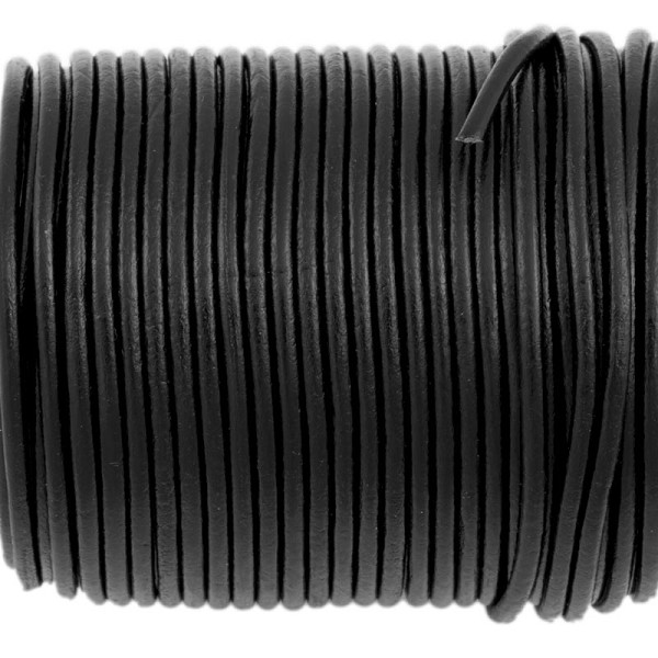 Leather Cord 2mm Shiny Black (25 Yards)
