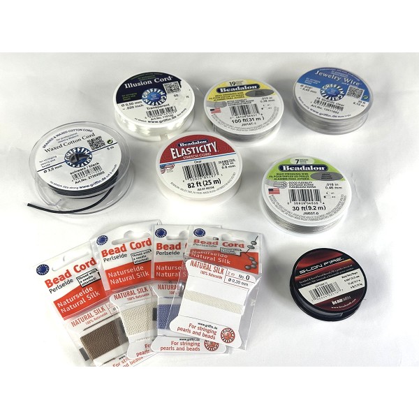 Bead Stringing Lot – Beadalon Wire, Griffin Silk, S-Lon Fire & More (11 Pieces)