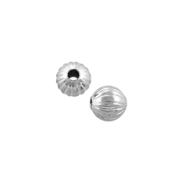 Corrugated Round Bead 4.5mm Silver Plated (10-Pcs)