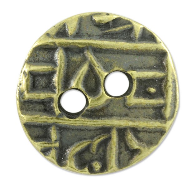 TierraCast Round Coin Button 17.5mm Pewter Antique Brass Plated (1-Pc)