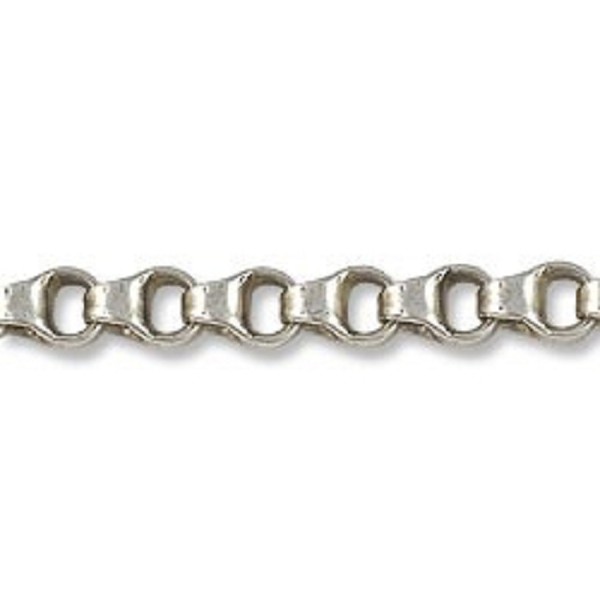 Chain 4 Sided Double Link 4mm Antique Silver Plated (Priced per Foot)