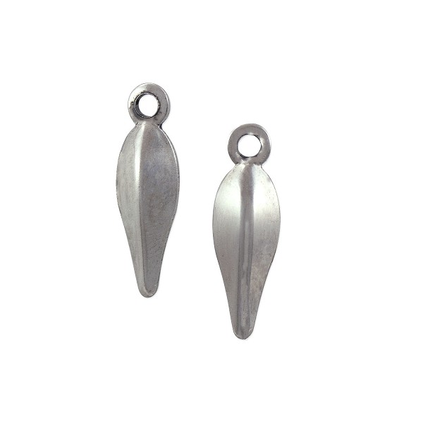 Mini Leaf Charm 12x4mm Antique Silver Plated (10-Pcs)