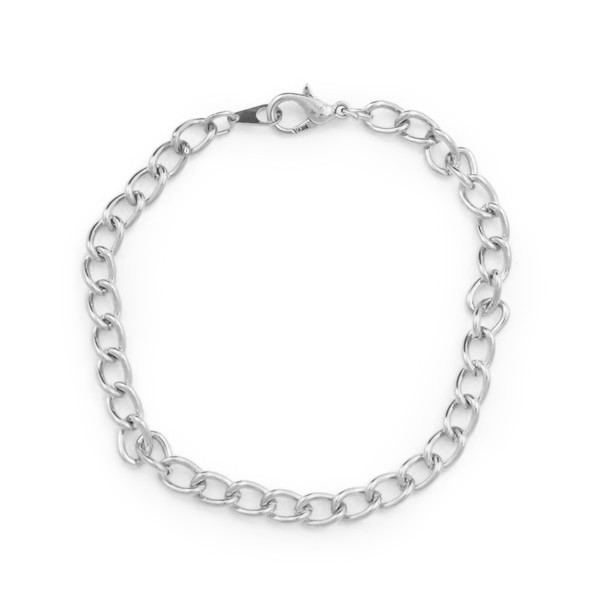 5mm Curb Link 7-1/4" Silver Plated Charm Bracelet (1-Pc)