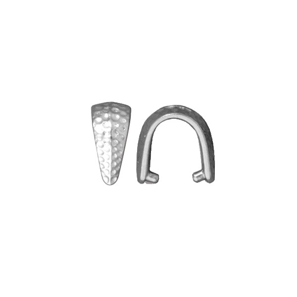 TierraCast Hammertone Pinch Bail 11x11mm Pewter Bright White Bronze Plated (1-Pc)