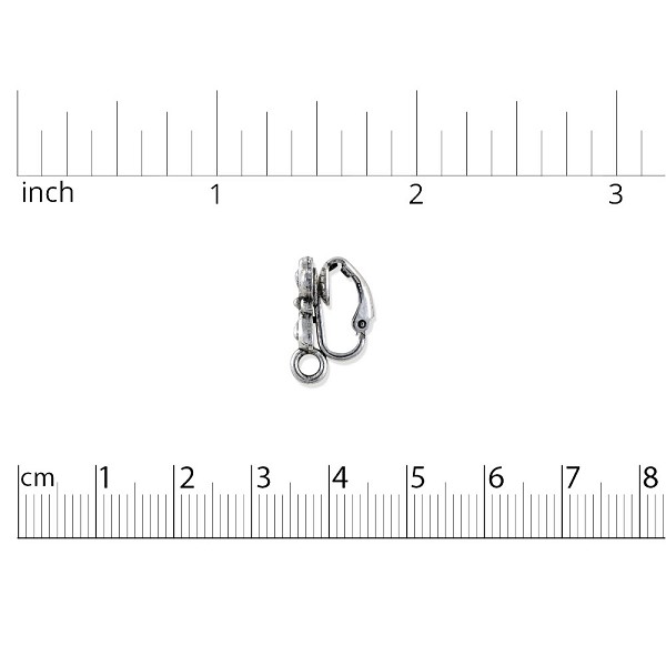 Scalloped Clip-On Earring 17x8mm Pewter Antique Silver Plated (1-Pc)