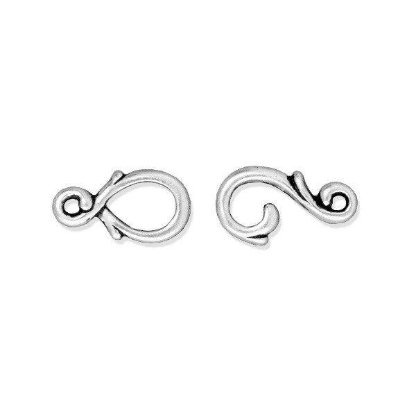 TierraCast Vine Hook & Eye Clasp 23x7mm Pewter Antique Silver Plated (Set)