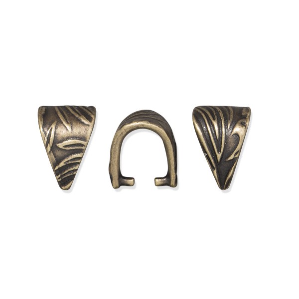 TierraCast Jardin Pinch Bail 8x10mm Pewter Brass Oxide  (1-Pc)