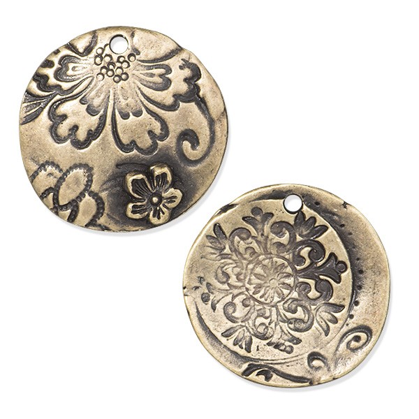 TierraCast Flora Pendant 22mm Pewter Brass Oxide (1-Pc)