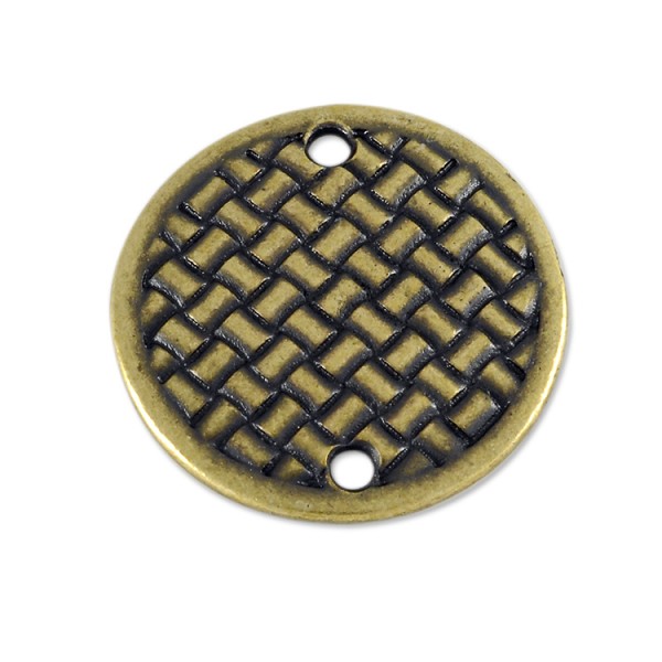 TierraCast 2-Hole Woven Connector Pewter Antique Brass Plated 3/4" (1Pc)