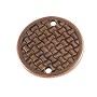 TierraCast Woven Disk 2 Hole Link 3/4" Pewter Antique Copper Plated (1-Pc)