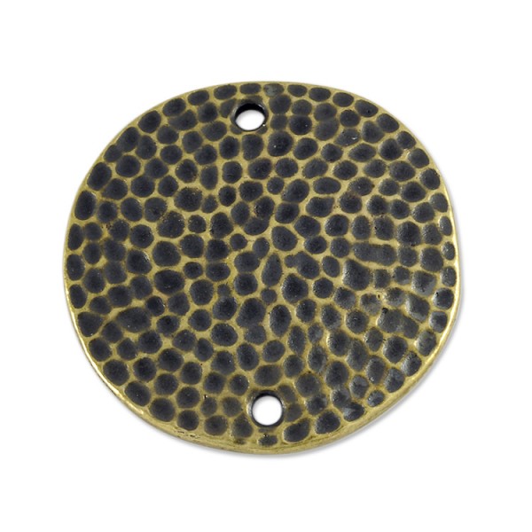 TierraCast Hammertone Disk 2 Hole Link 1" Pewter Antique Brass Plated (1-Pc)