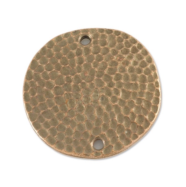 TierraCast Hammertone Disk 2 Hole Link 1" Pewter Antique Copper Plated (1-Pc)