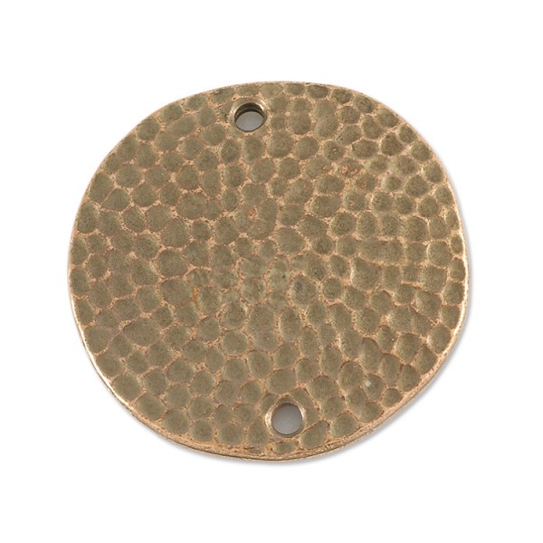 TierraCast Hammertone Disk 2 Hole Link 1" Pewter Antique Copper Plated (1-Pc)