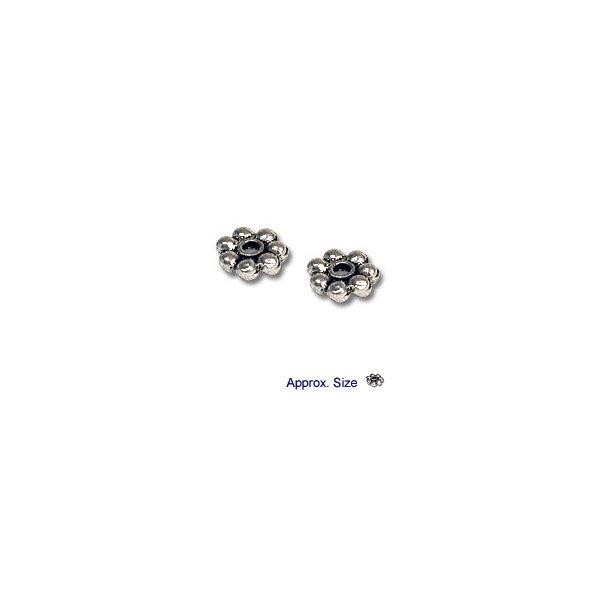 Flat Flower Beads 5x1.5mm Nickel Silver (4-Pcs)