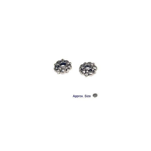 Flower Beads 6x3mm Nickel Plated (4-Pcs)