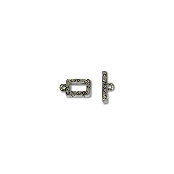 Toggle Clasp - Rectangle 9x15mm Pewter Silver Plated (Set)