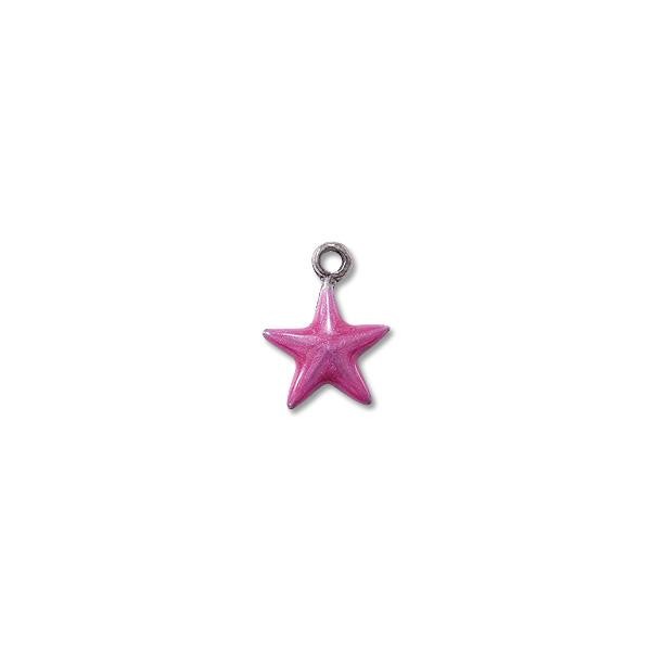 Charm - Pink Star 11mm Pewter Antique Silver Plated (1-Pc)