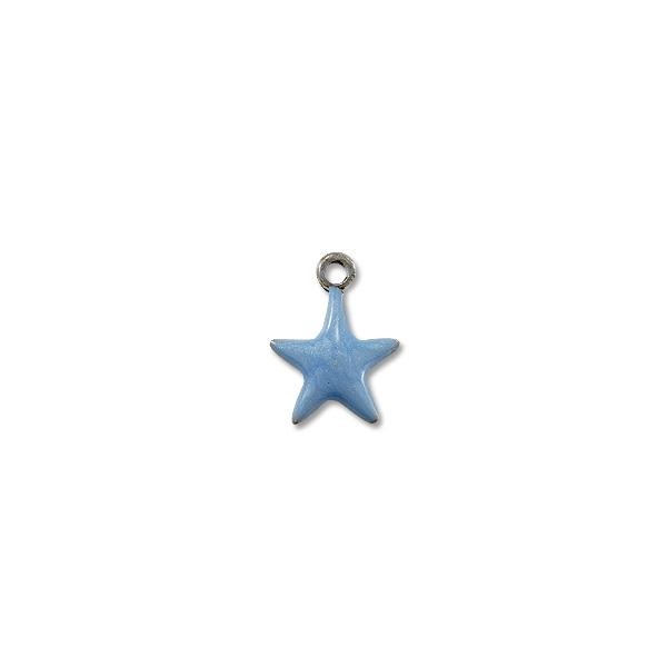 Charm - Light Blue Star 11mm Pewter Antique Silver Plated (1-Pc)
