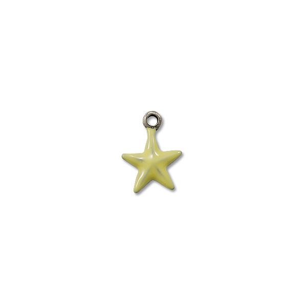 Charm - Yellow Star 11mm Pewter Antique Silver Plated (1-Pc)