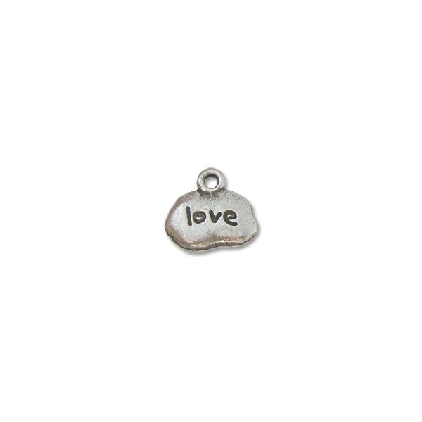 Love Charm 9x13mm Pewter Antique Silver Plated (1-Pc)