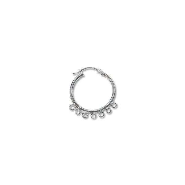 Earring - Hoop with 7 Rings 26mm Sterling Silver (1-Pc)