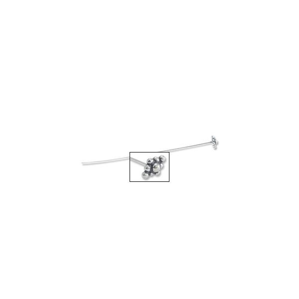 Head Pin Diamond Shape Bali Style 2" 22 gauge Sterling Silver (1-Pc)