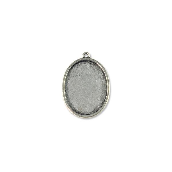 Oval Frame 25x19mm Pewter Antique Silver Plated